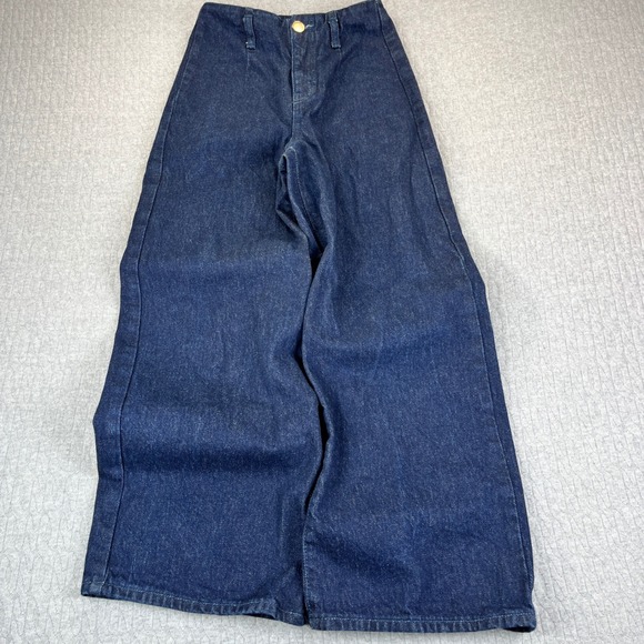 Zara Denim - Zara Baggy Wide Leg Dress Jeans Women 0(21X25 1/2) high-rise Dark Wash hip-hop